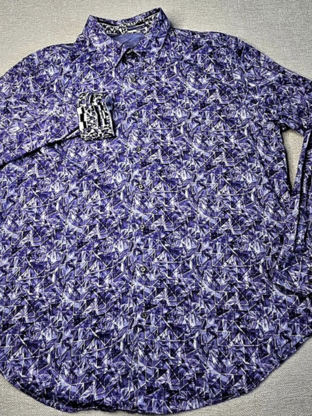Robert Graham Men's 2XLT Purple Geometric Print Long Sleeve Button Up Shirt Tall
